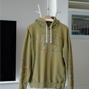 JW ANDERSON Oscar Wilde Quotes Olive Green Khaki Graphic Hoodie